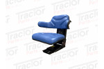 Universal Replacement Blue PVC Wrap Around Mechanical Adjustable Narrow Suspension Adjustable Angle Seat With Slide and Weight Adjustment For Vehicles Such As Tractors Forklift Loader Excavator Truck Dumper Roller Telehandler Backhoe